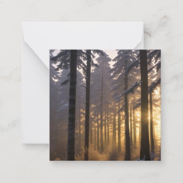 Winter Forest Scene Hälsning Card Anteckningskort (Framsida)