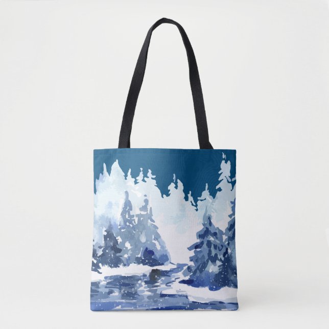 Winter Forest Scene Tote Tygkasse (Framsida)