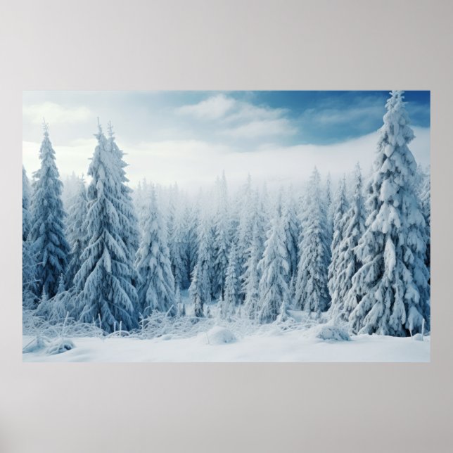 Winter Forest Serene Landskap Surreal Poster (Framsidan)