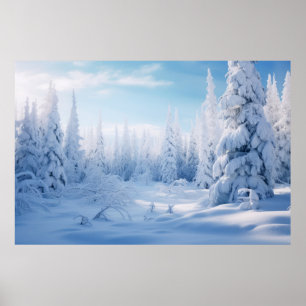 Winter Forest Serene Landskap Surreal Poster