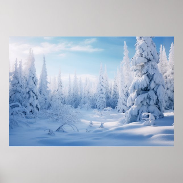 Winter Forest Serene Landskap Surreal Poster (Framsidan)