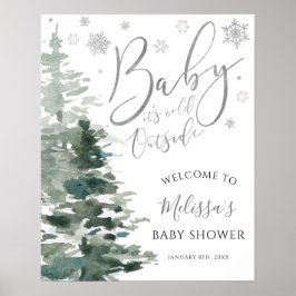 Winter Forest Silver Det är Kallet utanför babyska Poster
