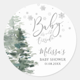 Winter Forest Silver Det är Kallet utanför babyska Runt Klistermärke