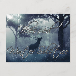 Winter Forest Stag Blsed Winter solstice Vykort