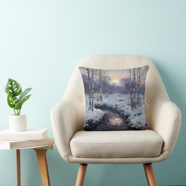 Winter Forest Sunset Kudde (Stol)