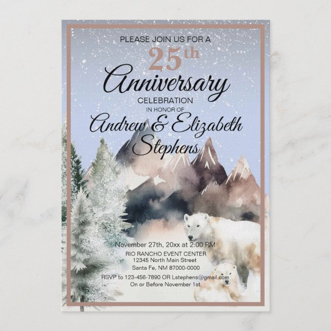 Winter Forest Watercolor Anniversary Invitation Inbjudningar (Framsida)