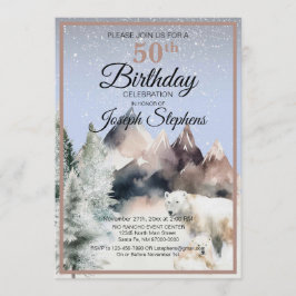 Winter Forest Watercolor Birthday Invitation Inbjudningar