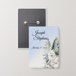 Winter Forest Watercolor Button Knapp