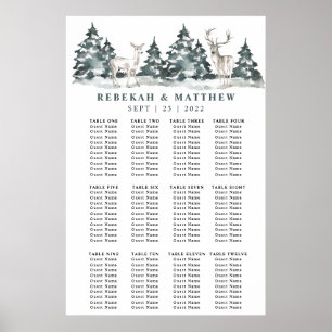 Winter Forest Wonderland med sätesdiagram för Hjor Poster