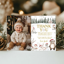 Winter Forest Woodland Animals Birthday Photo Tack Kort