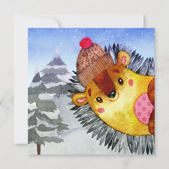 Winter Forest Woodland Friends Hedgehog Teckning (Framsida)