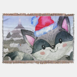 Winter Forest Woodland Friends Racoon Illustration Filt