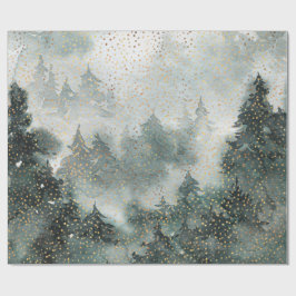 Winter Forest Woodland Golden Snowfall Presentpapper
