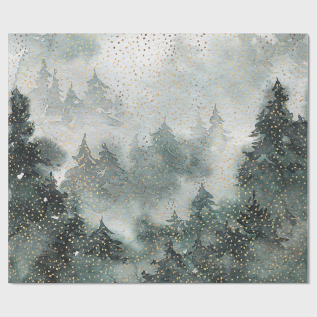 Winter Forest Woodland Golden Snowfall Presentpapper (Platt)