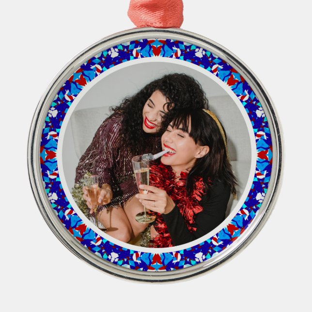 Winter-foto för anpassningsbar Blue God jul Lyckli Julgransprydnad Metall (Framsidan)