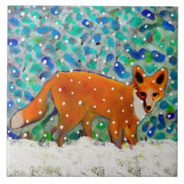 Winter Fox Ceramic Kitchen Tile Kakelplatta