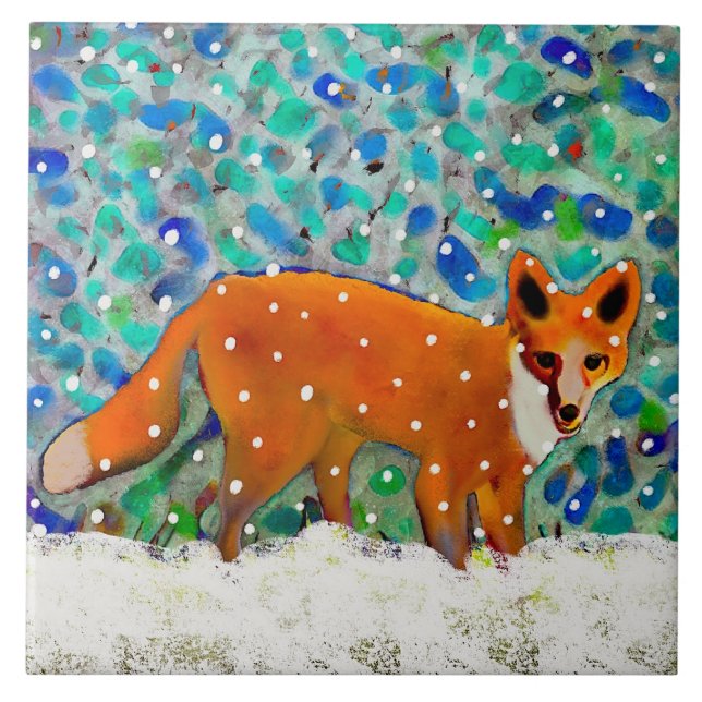 Winter Fox Ceramic Kitchen Tile Kakelplatta (Framsidan)