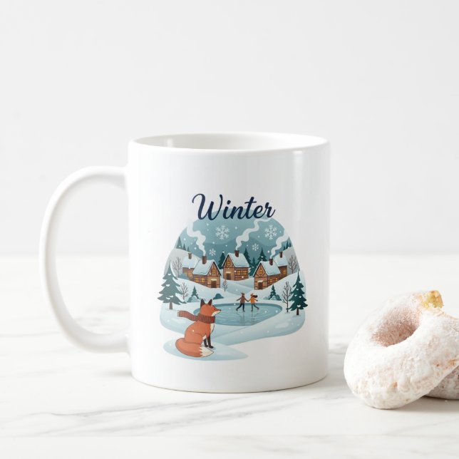 Winter Fox Ceramic Mug (11oz) Kaffemugg (Med munk)