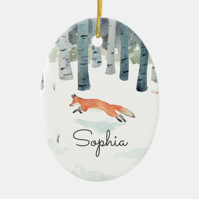 Winter Fox Ceramic Ornament (Framsidan)