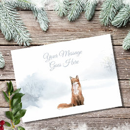 Winter Fox Christmas Holidays Elegant Script Julkort