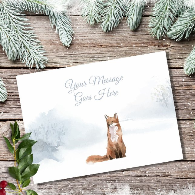 Winter Fox Christmas Holidays Elegant Script Julkort (Skapare uppladdad)