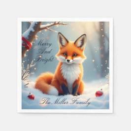 Winter Fox Christmas Paper Napkin – Customizable Pappersservett