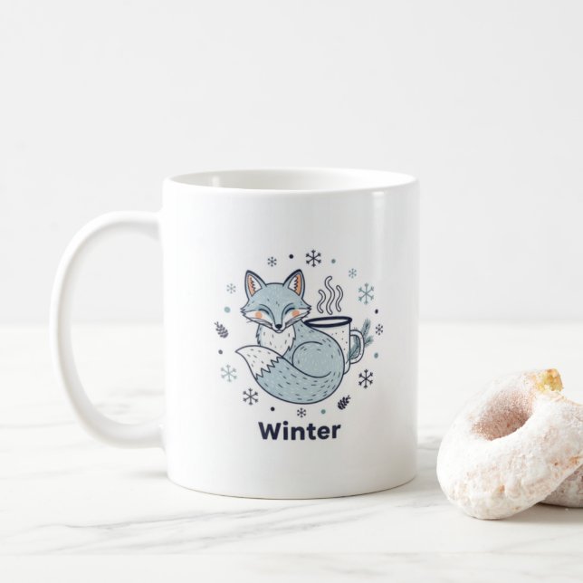 Winter Fox Coffee Mug – Cute Snowflake Ceramic Mug Kaffemugg (Med munk)