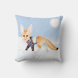 Winter Fox i sticka sweater Dekorativ kudde