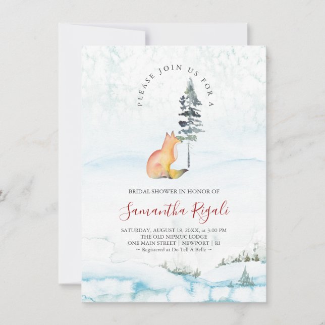 Winter Fox Inbjudningskort för möhippa (Framsida)