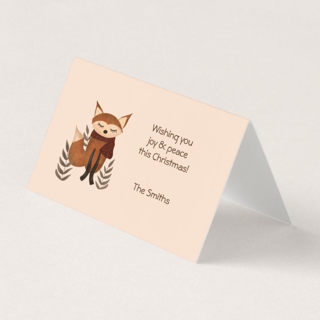 Winter Fox med Scarf Kort (Framsida)