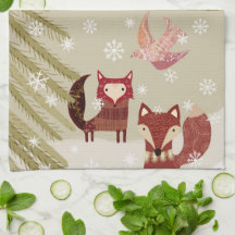 Winter Fox och Dove Kitchen Towel
