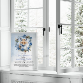 Winter Fox Watercolor Baby Shower Inbjudningar