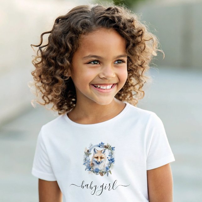 Winter Fox Watercolor Girl T Shirt (Winter Fox Watercolor Girl Baby T-Shirt)