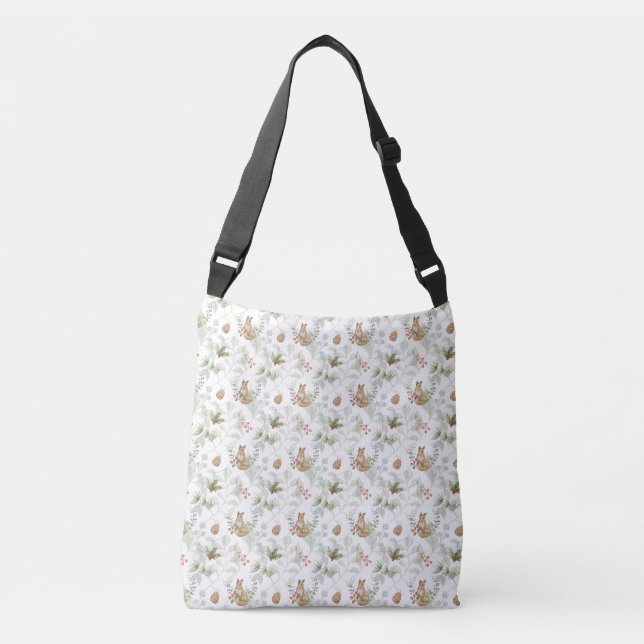 Winter Fox Woodland Forest Cute Crossbody Bag Axelväska (Framsida)
