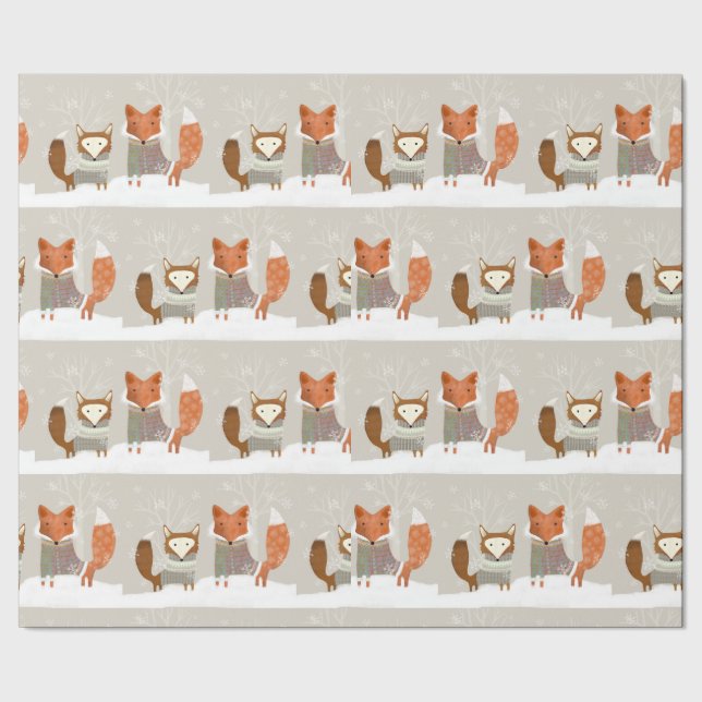 Winter Fox Wrapping Papper Presentpapper (Seam)
