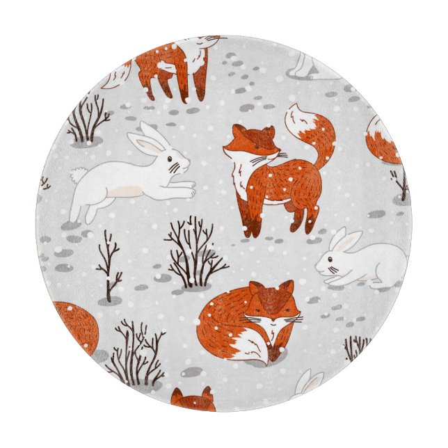 Winter Foxes Bunny Seamless Mönster (Framsidan)
