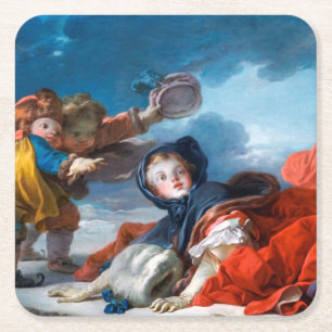Winter, Fragonard Underlägg Papper Kvadrat