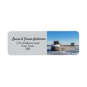 Winter Freighter Manitoulin Underbar Sjöar Adress Returadress Etikett
