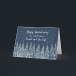 Winter Friend och hans fru på årsdagen Kort<br><div class="desc">Lycklig bröllop-jubileumskort för vän och hans hustru med skogar på rustik vinter och hjärtlig vers.</div>