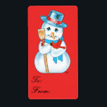 Winter Friends Adsible Snögubbe Cardinal Gift Märk Fraktsedel<br><div class="desc">Glad helg! Den här vackra blåögda snögubbe har hittat en ny vän i en vacker röd fågel! Kardinalen har slagit sig ned på snögubbe arm och verkar ha uppmärksammats. Ett fint par för helgdagarna! Det här är min originalteckning, jag hoppas att du tycker om den lika mycket som jag tyckte...</div>