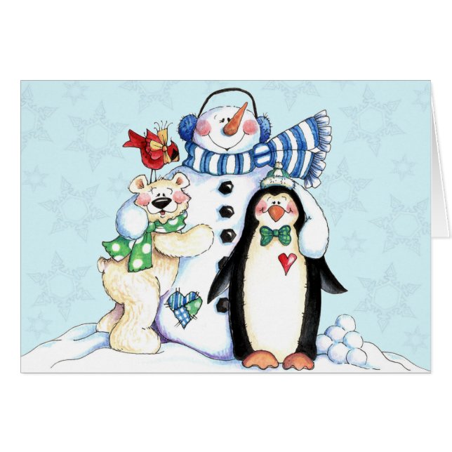 Winter Friends Hälsningskort (Framsidan Horizontal)