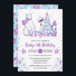Winter Friends Polar Bear & Penguins Barns födelse Inbjudningar<br><div class="desc">Polar Bear och Penguins christmas-Lila med julgran och silver fietti gräns</div>