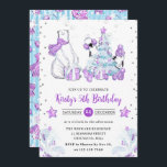Winter Friends Polar Bear & Penguins Barns födelse Inbjudningar<br><div class="desc">Polar Bear och Penguins christmas-Lila med julgran och silver fietti gräns</div>