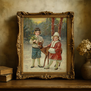 Winter Friends Vintage jul Poster