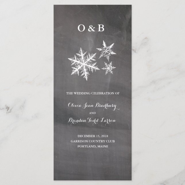 Winter Frost Snöflingor Chalkboar Ceremony Progam Program (Framsida)