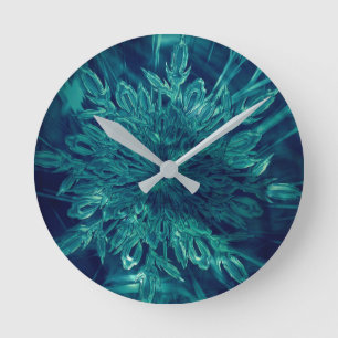 Winter frost snowflake rund klocka
