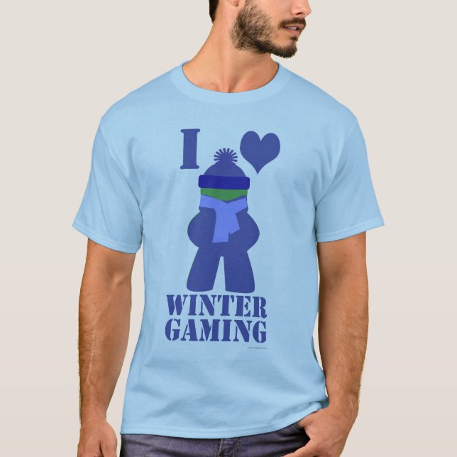 Winter Gamer Frozen Meeple Slogan Roligt T Shirt (Framsida)