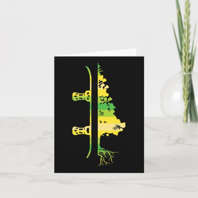 Winter Games Funny Mountain Snowboarding Gräs Träd Kort (Framsida)