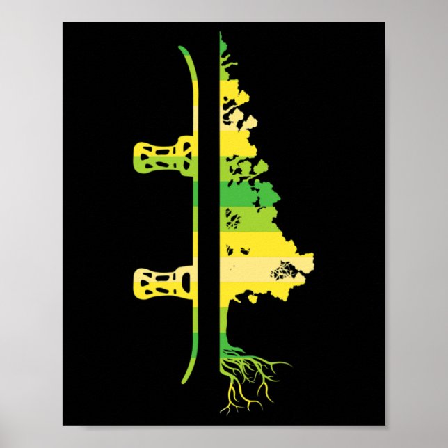 Winter Games Funny Mountain Snowboarding Gräs Träd Poster (Framsidan)