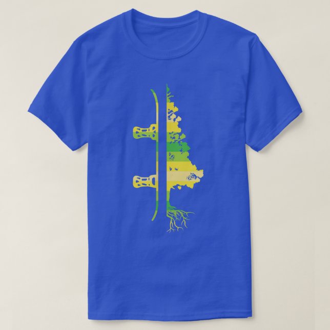 Winter Games Funny Mountain Snowboarding Gräs Träd T Shirt (Design framsida)